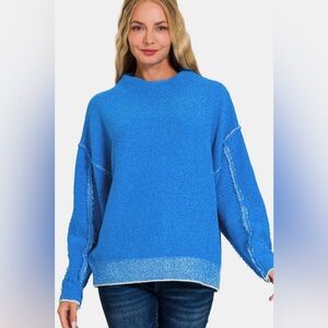 Zenana Exposed Seam Mock Neck Long Sleeve Sweater 10010098240